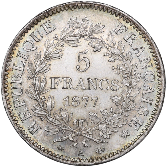 Hercule 5 Francs 1877 A Paris Argent 25.03 gr