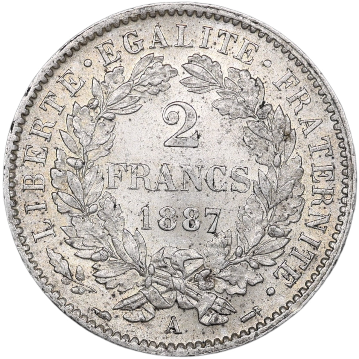 Cérès 2 Francs 1887 Argent 9.98 gr