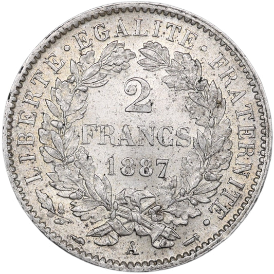 Cérès 2 Francs 1887 Argent 9.98 gr