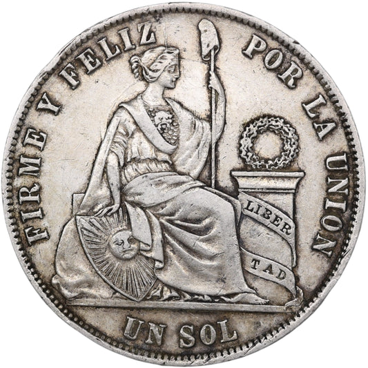 Pérou Un Sol 1873 Argent 24.98 gr