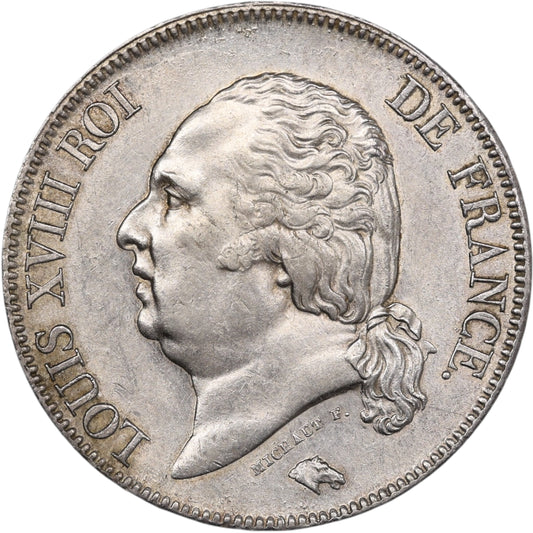 Louis XVIII (1815-1824) 5 Francs 1824 K Bordeaux Argent 24.94 gr