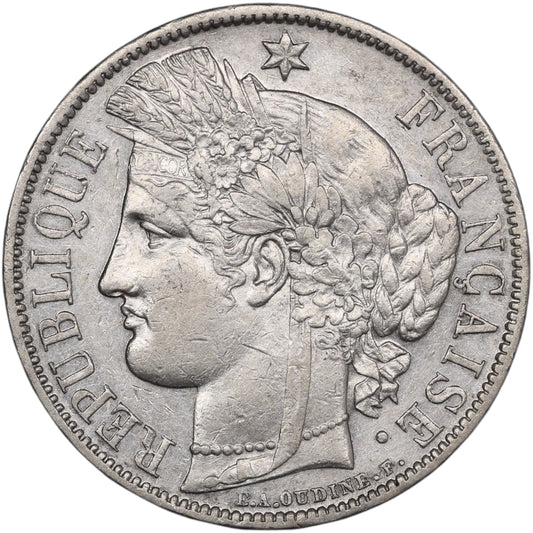 Cérès avec légende 5 Francs 1870 A Paris Argent 24.90 gr