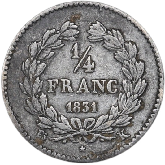 Louis-Philippe Ier (1830-1848) 1/4 de franc 1831 K Bordeaux Argent 1.22 gr