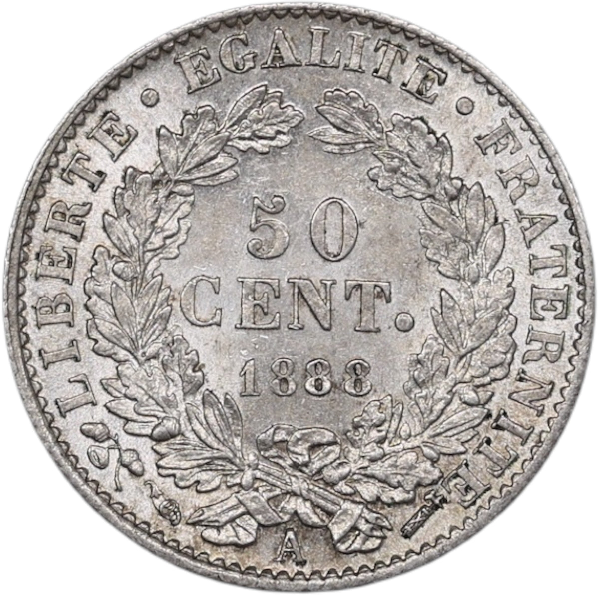Cérès 50 Centimes 1888 Paris Argent 2.50 gr