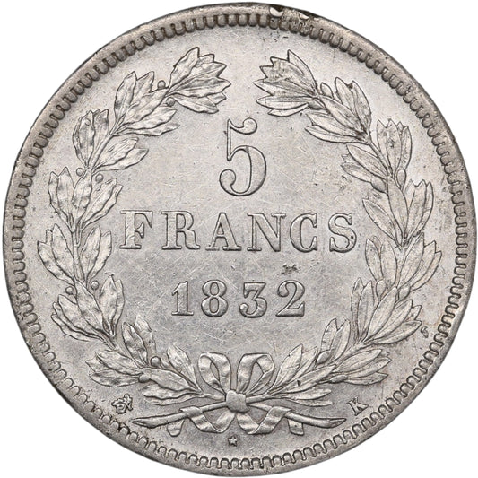 Louis-Philippe Ier (1830-1848) 5 Francs 1832 K Bordeaux Argent 24.91 gr