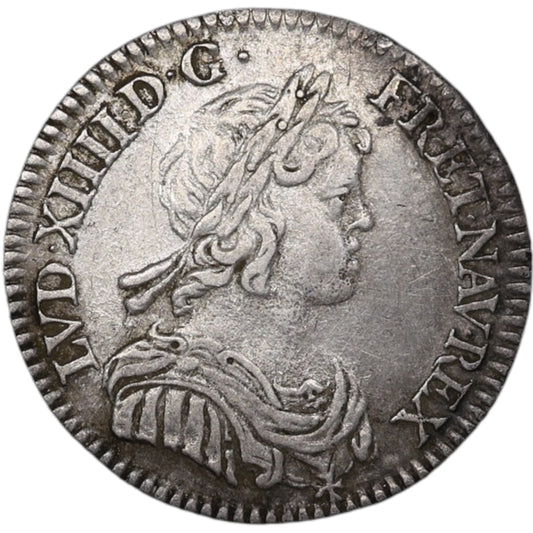 Louis XIV (1643-1715) Douzième d'écu à la mèche courte 1644 A Paris Argent 2.26 gr