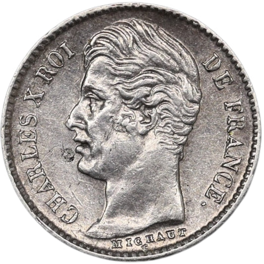 Charles X (1824-1830) 1/4 Quart de franc 1829 W Lille Argent 1.31 gr
