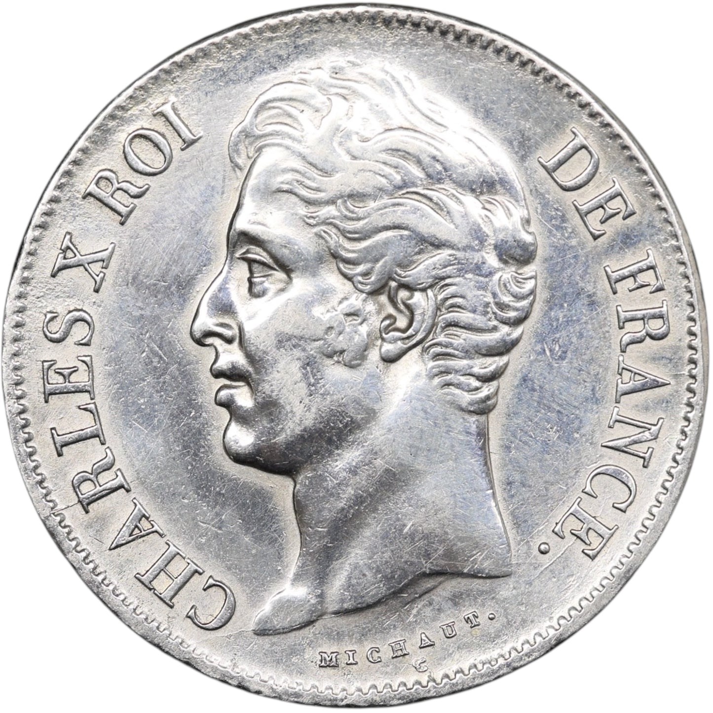 Charles X (1824-1830) 5 Francs Argent 1827 W Lille 24.67 gr Monnaie nettoyée