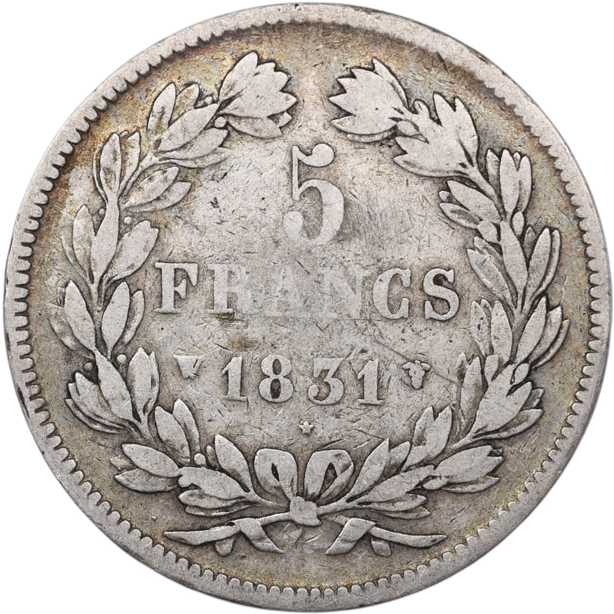 Louis-Philippe (1830-1848) 5 Francs Argent 1831 W Lille Domard 1er type Tranche en relief 24.76 gr