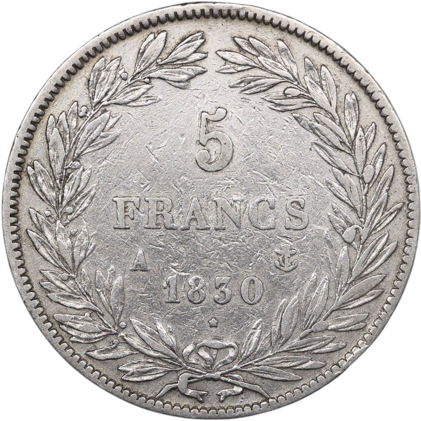 Louis-Philippe (1830-1848) 5 Francs Argent 1830 A Paris Tiolier Tranche en relief 24.57 gr