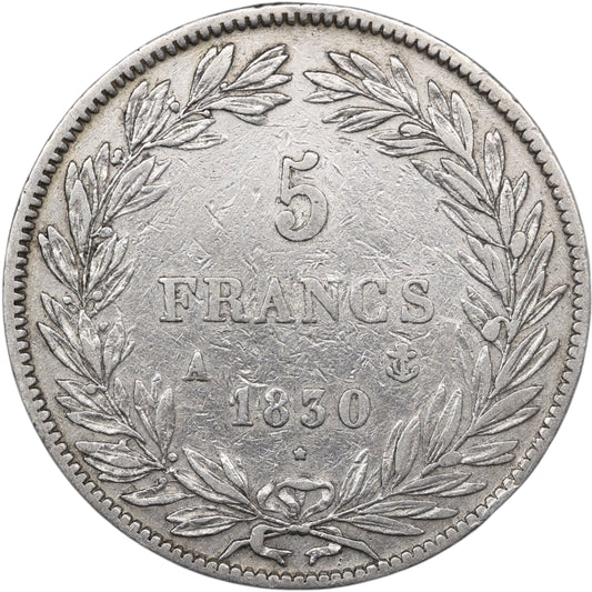 Louis-Philippe (1830-1848) 5 Francs Argent 1830 A Paris Tiolier Tranche en relief 24.57 gr