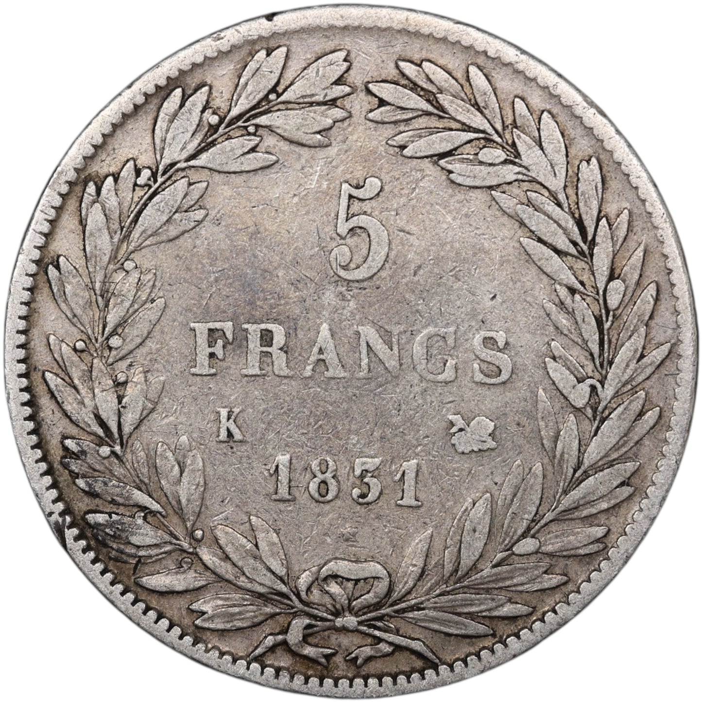 Louis-Philippe (1830-1848) 5 Francs Argent 1831 K Bordeaux Tiolier Tranche en creux 24.81 gr