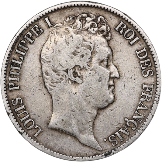 Louis-Philippe (1830-1848) 5 Francs Argent 1831 K Bordeaux Tiolier Tranche en creux 24.81 gr