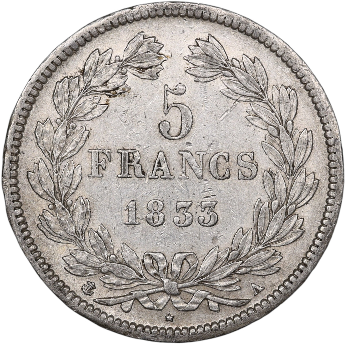 Louis-Philippe Ier (1830-1848) 5 Francs Argent 1833 A Paris Domard 2ème type 24.94 gr