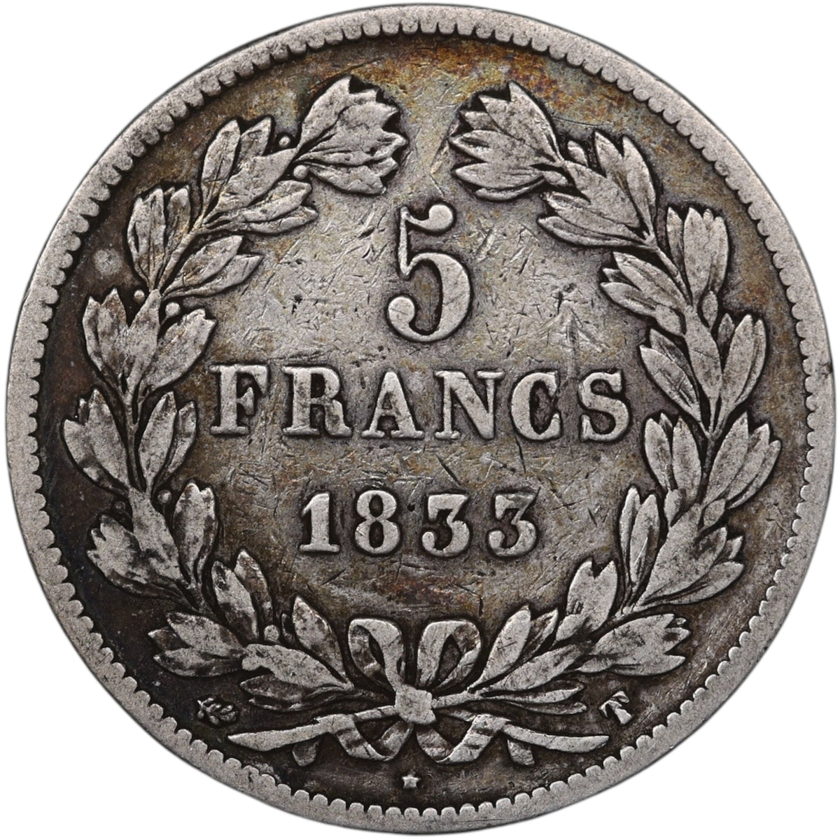 Louis-Philippe Ier (1830-1848) 5 Francs Argent 1833 T Nantes Domard 2ème type 24.42gr