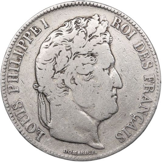 Louis-Philippe Ier (1830-1848) 5 Francs Argent 1833 W Lille Domard 2ème type 24.26 gr