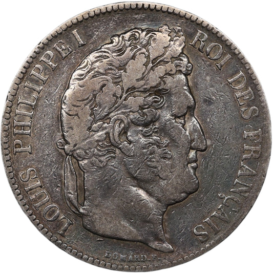 Louis-Philippe Ier (1830-1848) 5 Francs Argent 1836 BB Strasbourg Domard 2ème type 24.83 gr