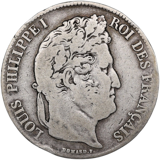 Louis-Philippe Ier (1830-1848) 5 Francs Argent 1837 W Lille Domard 2ème type 24.63 gr