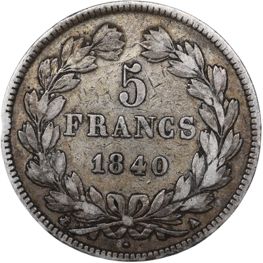 Louis-Philippe Ier (1830-1848) 5 Francs Argent 1840 A Paris Domard 2ème type 24.72 gr