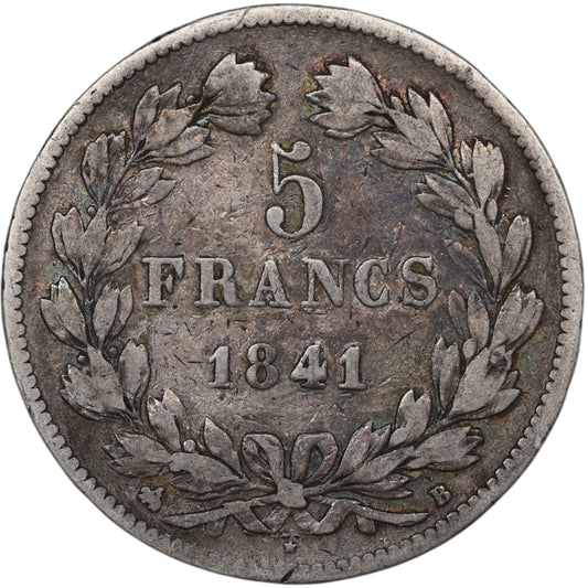 Louis-Philippe Ier (1830-1848) 5 Francs Argent 1841 B Rouen Domard 2ème type 24.52 gr