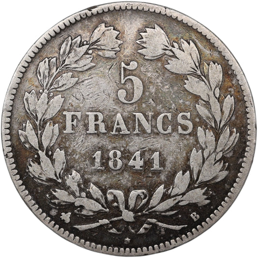 Louis-Philippe Ier (1830-1848) 5 Francs Argent 1841 B Rouen Domard 2ème type 24.78 gr