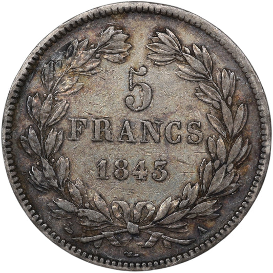 Louis-Philippe Ier (1830-1848) 5 Francs Argent 1843 A Paris Domard 2ème type 24.89 gr