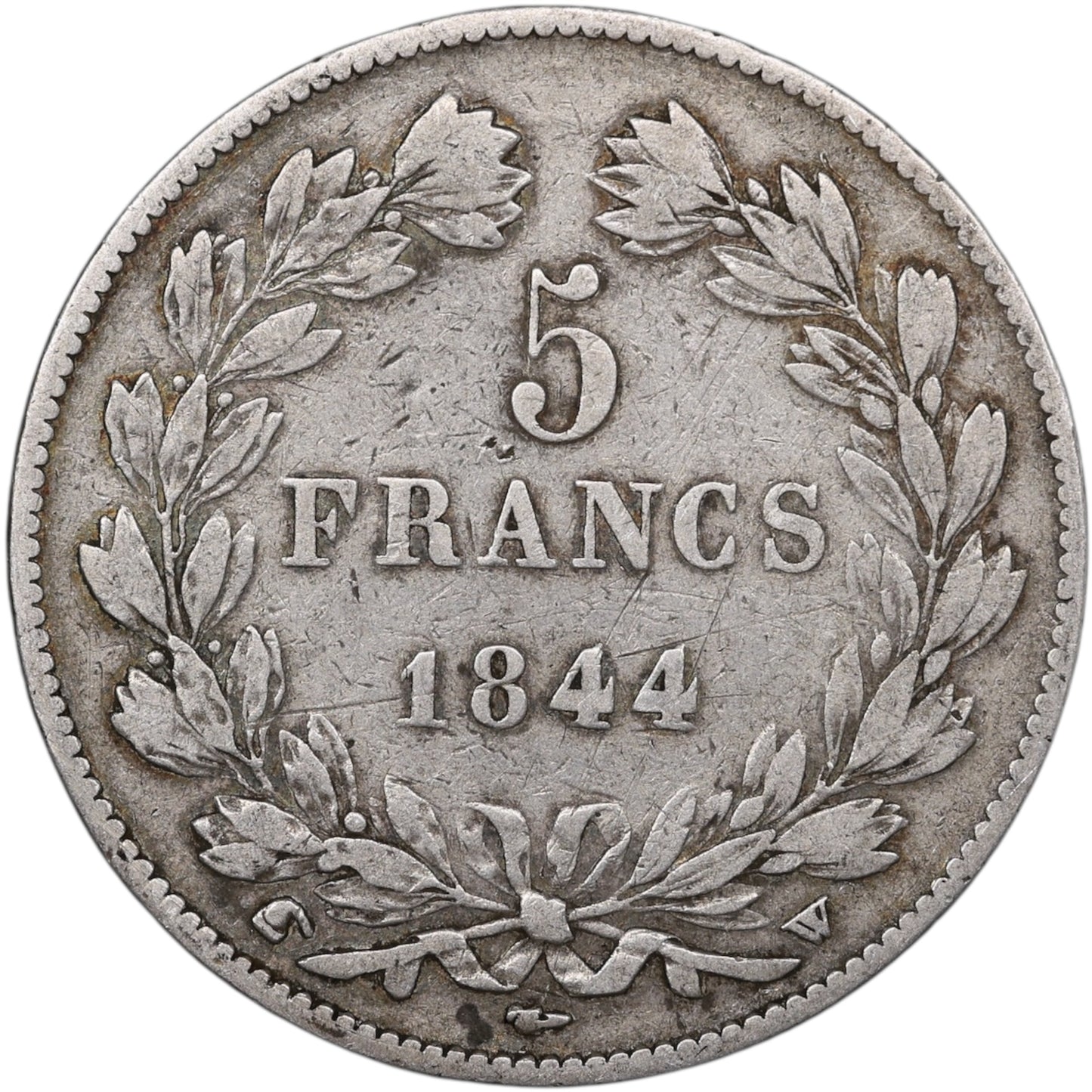 Louis-Philippe (1830-1848) 5 Francs Argent 1844 W Lille Domard 3ème type 24.56 gr