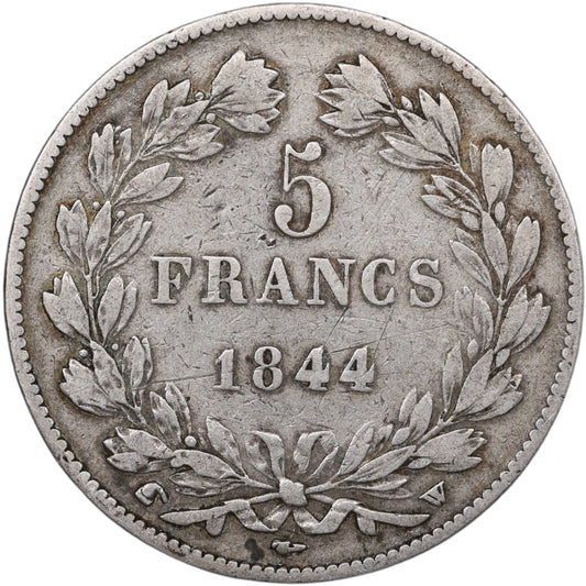 Louis-Philippe Ier (1830-1848) 5 Francs Argent 1844 W Lille Domard 3ème type 24.56 gr