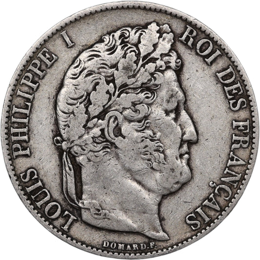 Louis-Philippe Ier (1830-1848) 5 Francs Argent 1845 W Lille Domard 3ème type 24.79 gr
