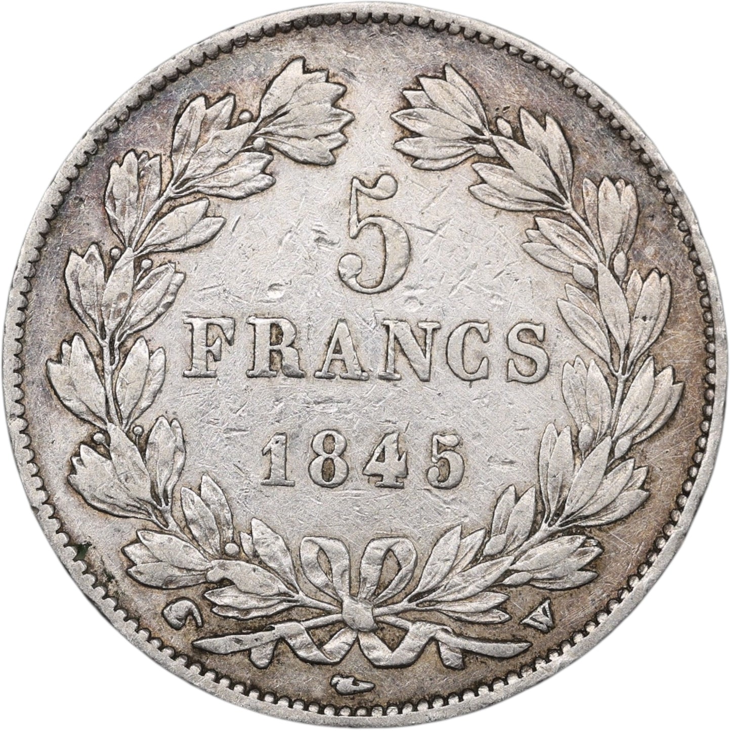 Louis-Philippe (1830-1848) 5 Francs Argent 1845 W Lille Domard 3ème type 24.81 gr