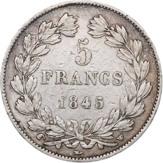 Louis-Philippe Ier (1830-1848) 5 Francs Argent 1845 W Lille Domard 3ème type 24.81 gr