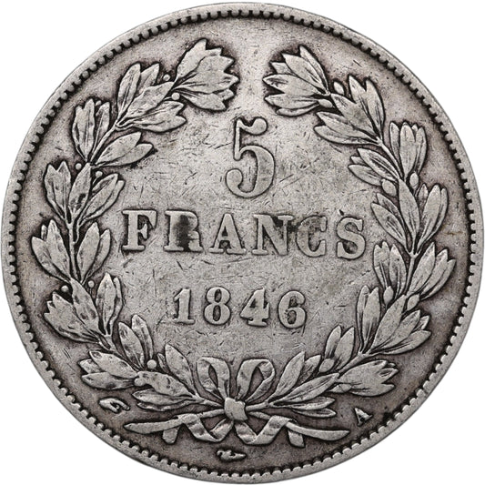 Louis-Philippe Ier (1830-1848) 5 Francs Argent 1846 A Paris Domard 3ème type 24.69 gr