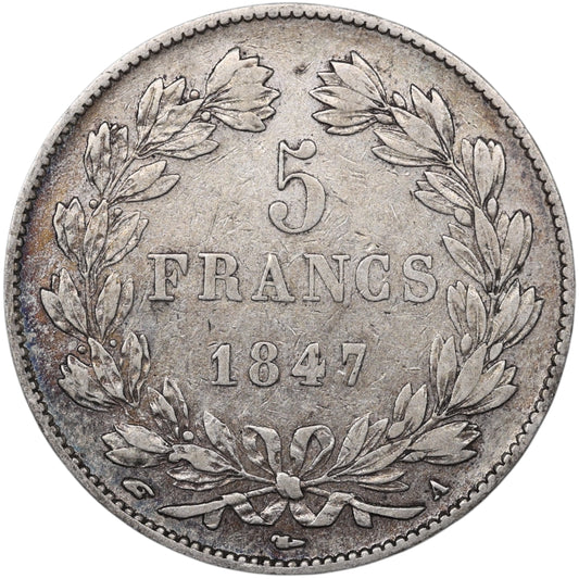 Louis-Philippe Ier (1830-1848) 5 Francs Argent 1847 A Paris Domard 3ème type 24.85 gr