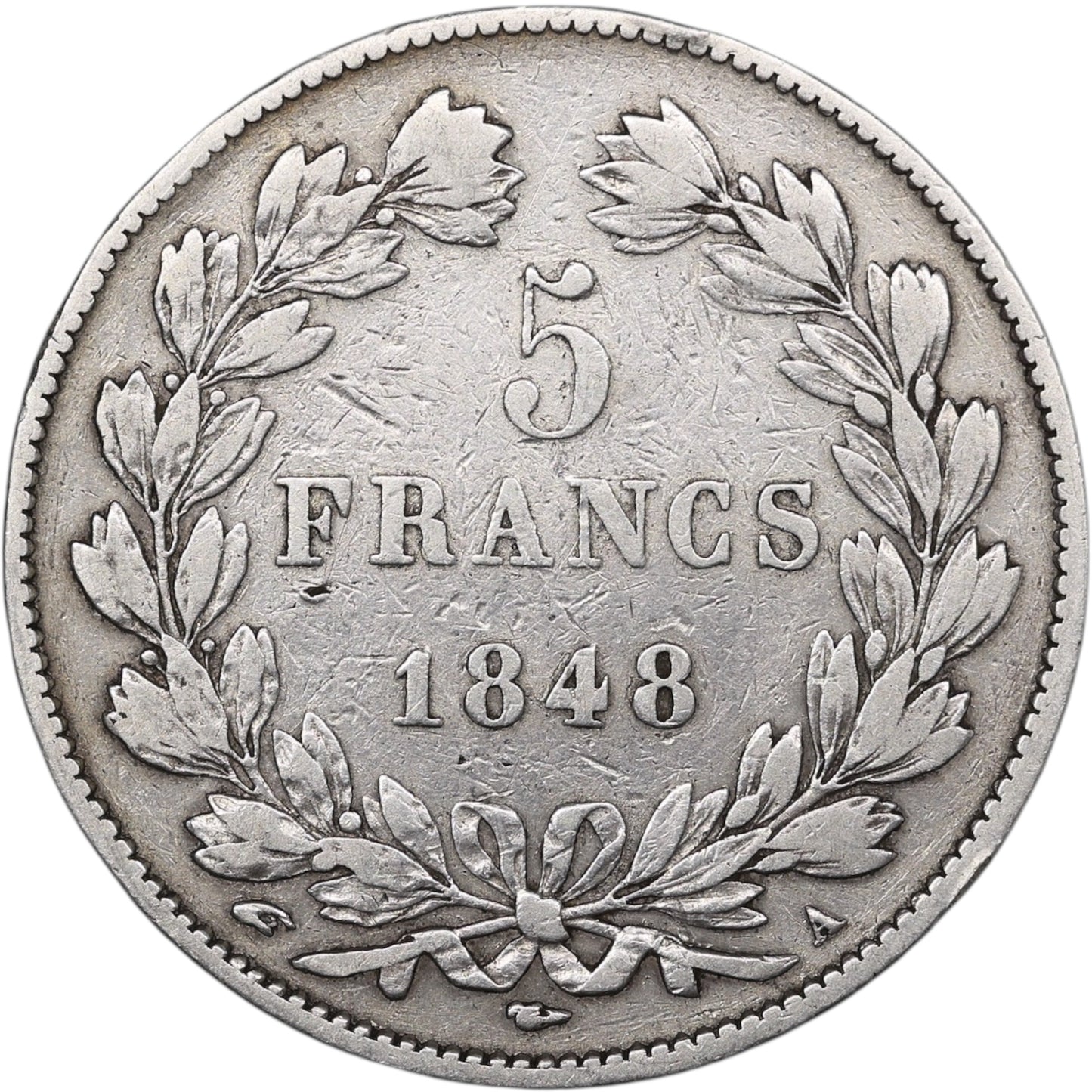 Louis-Philippe (1830-1848) 5 Francs Argent 1848 A Paris Domard 3ème type 24.58 gr