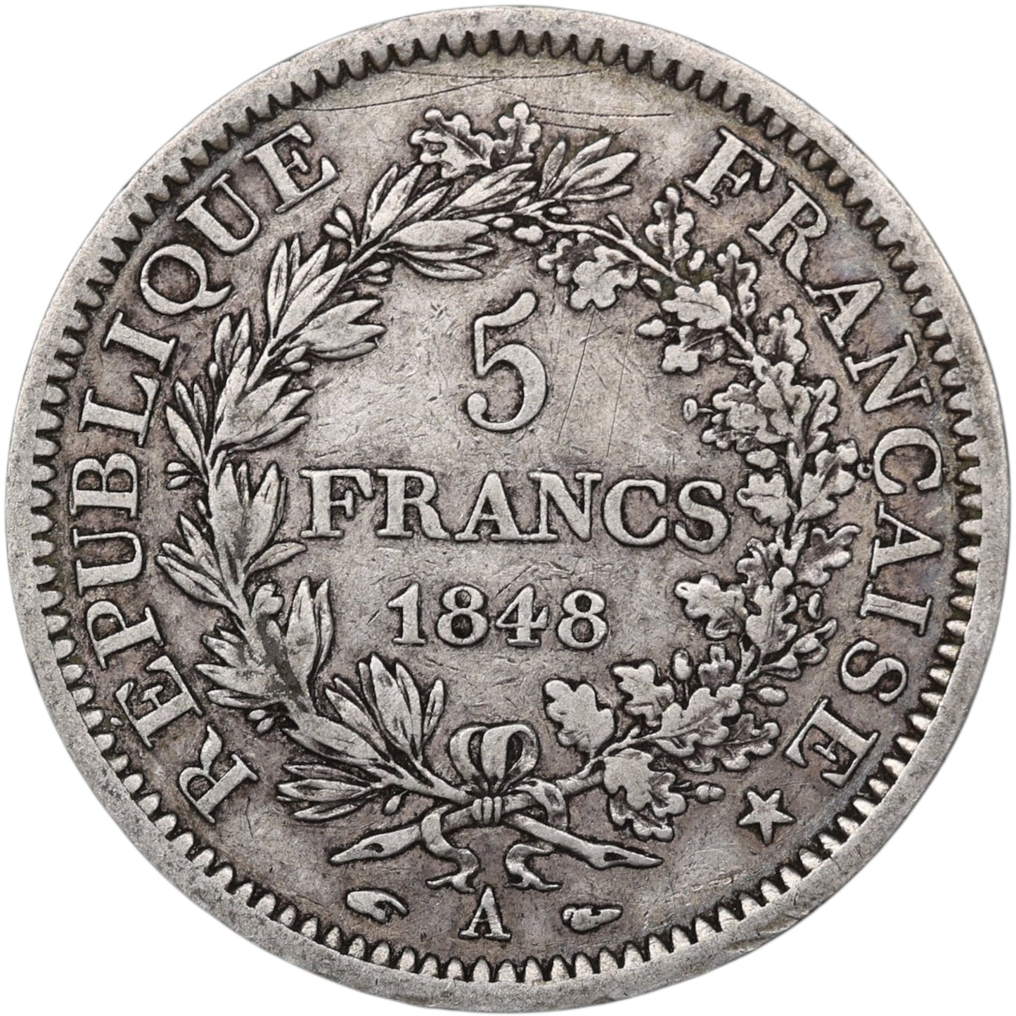 Seconde République (1848-1852) 5 Francs Argent 1848 A Paris Hercule 24.70 gr