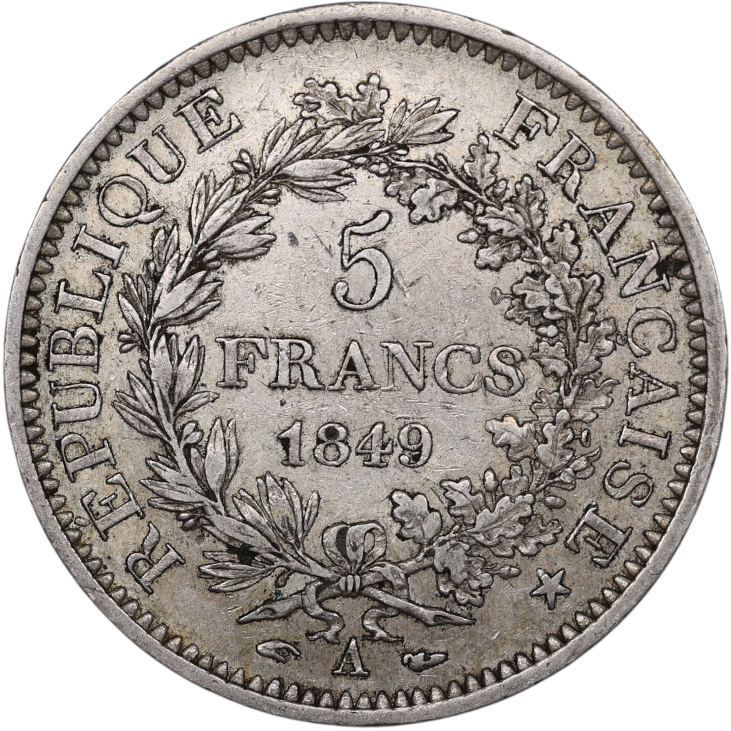 Seconde République (1848-1852) 5 Francs Argent 1849 A Paris Hercule 24.93 gr