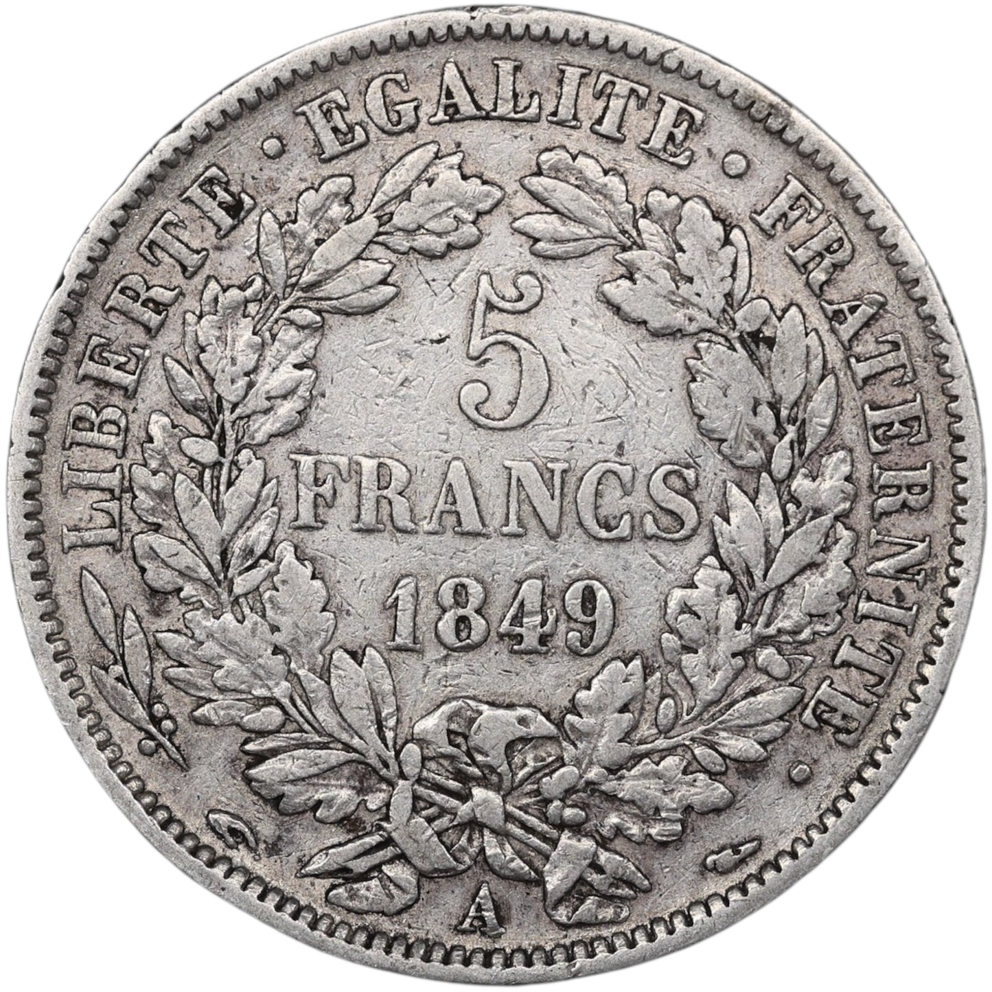 Seconde République (1848-1852) 5 Francs Argent 1849 A Paris Cérès 24.67 gr