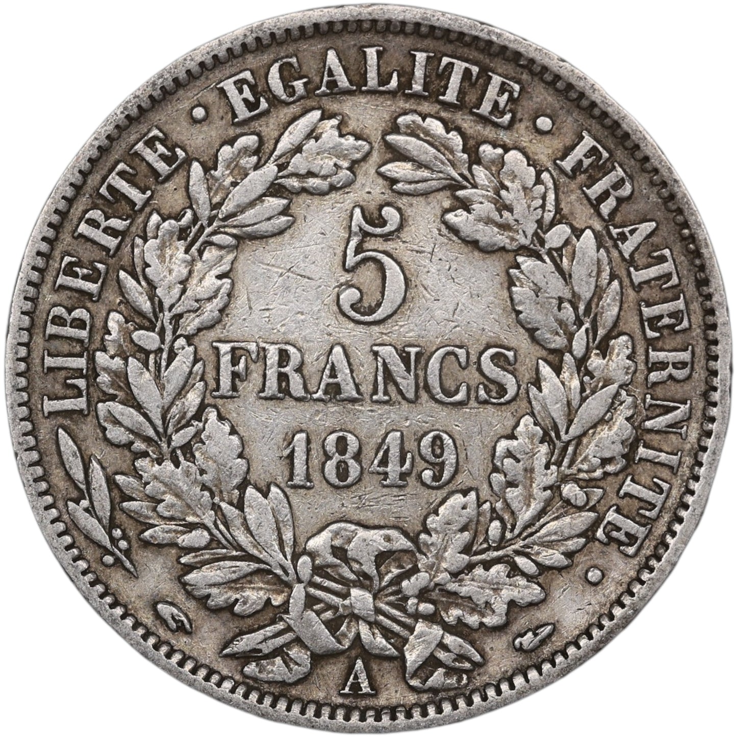 Seconde République (1848-1852) 5 Francs Argent 1849 A Paris Cérès 24.75 gr