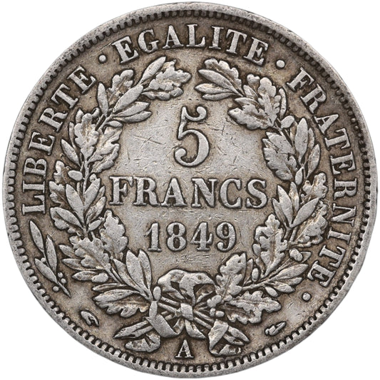 Seconde République (1848-1852) 5 Francs Argent 1849 A Paris Cérès 24.75 gr