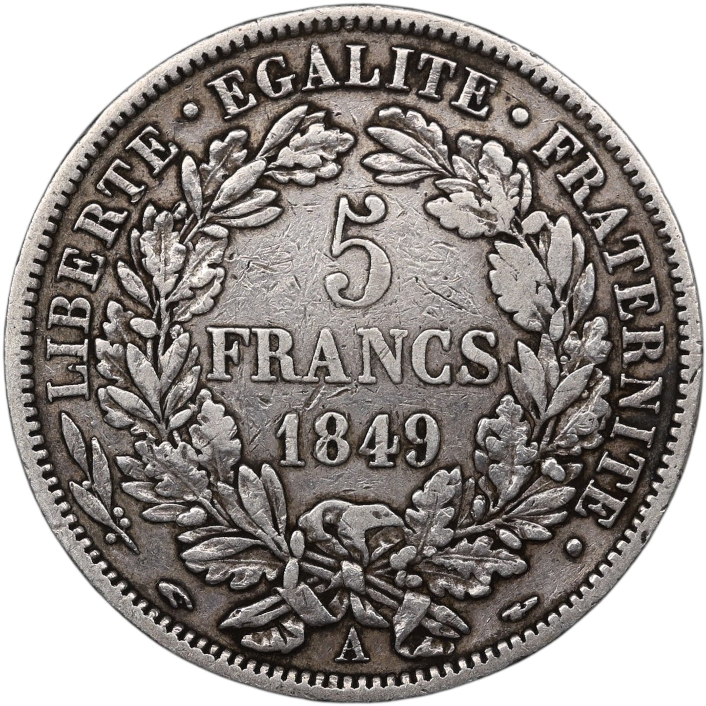Seconde République (1848-1852) 5 Francs Argent 1849 A Paris Cérès 24.66 gr