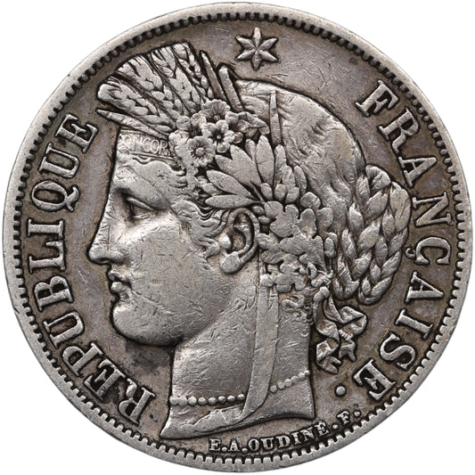 Seconde République (1848-1852) 5 Francs Argent 1849 A Paris Cérès 24.66 gr
