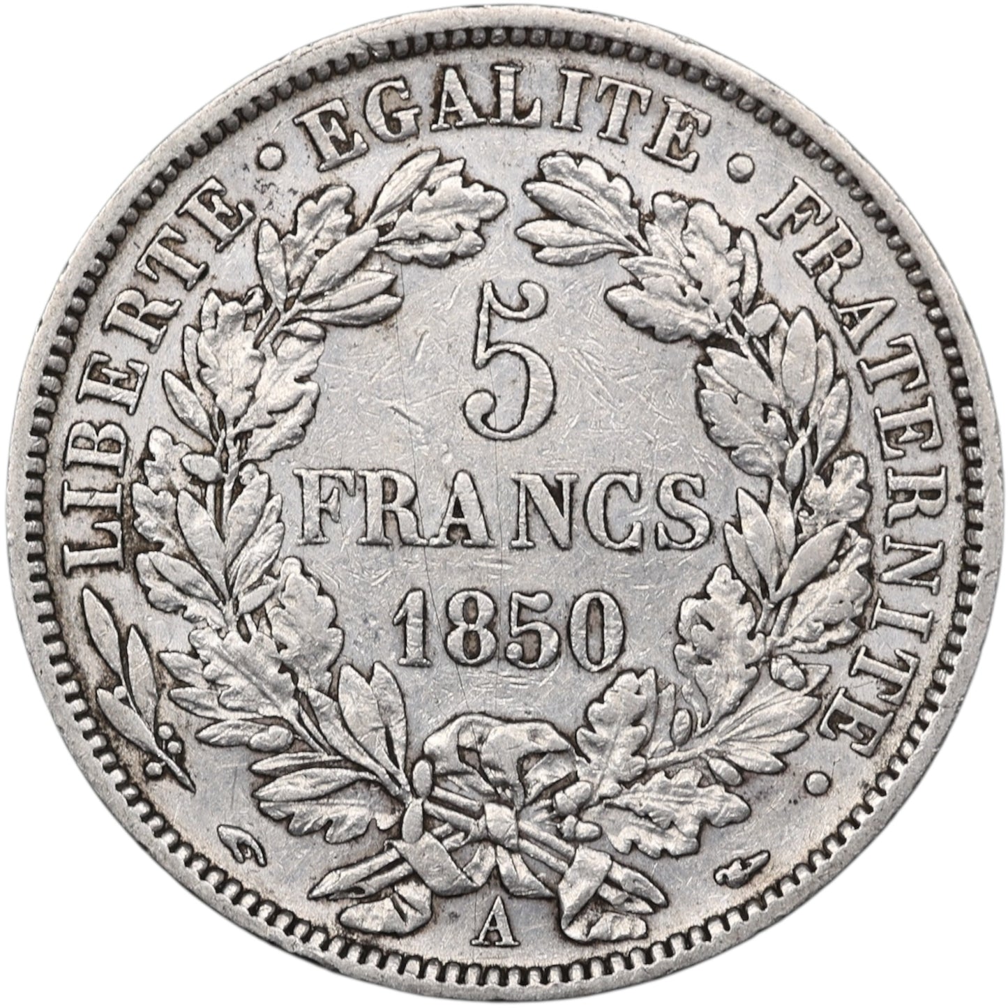 Seconde République (1848-1852) 5 Francs Argent 1850 A Paris Cérès 24.89 gr