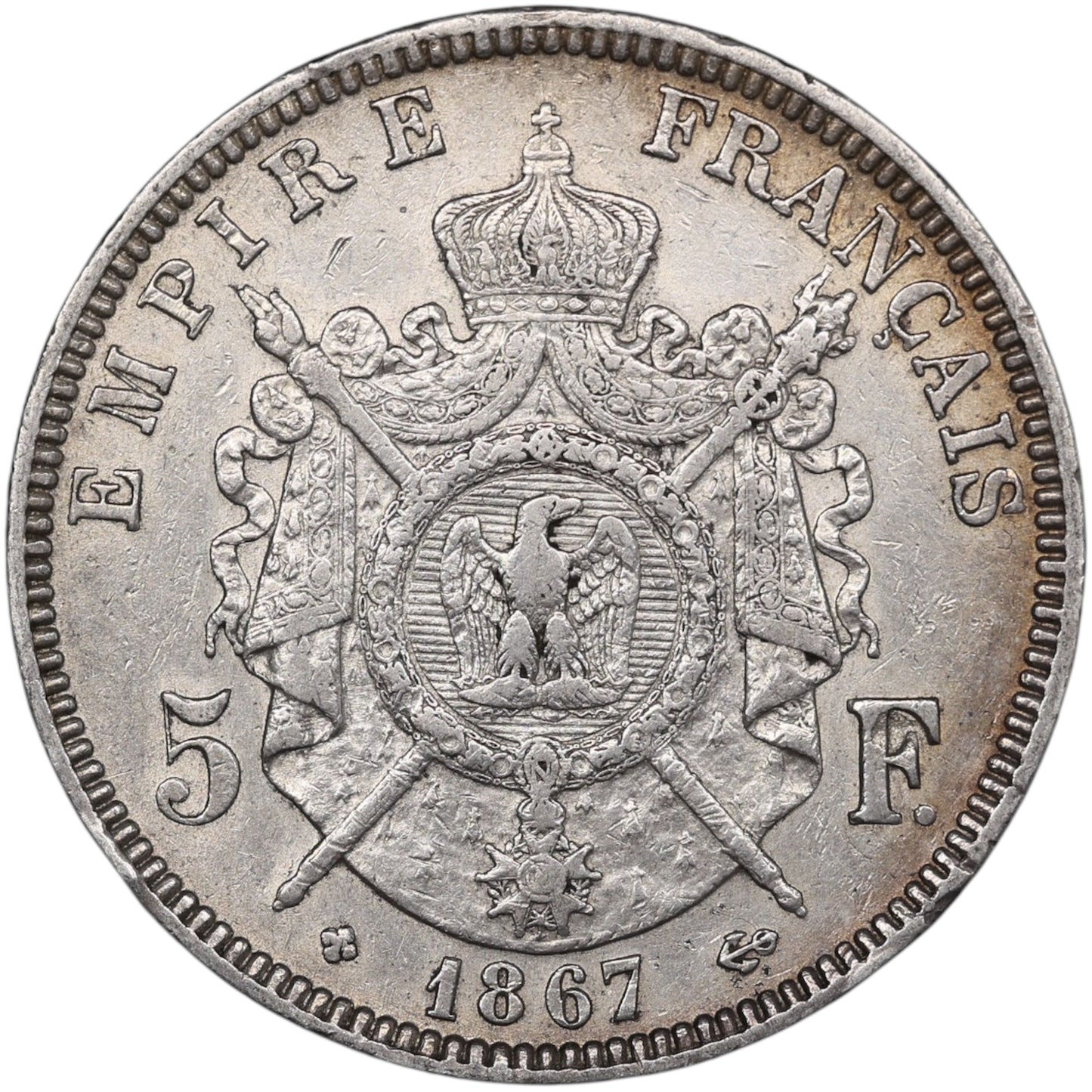 Napoléon III (1852-1870) 5 Francs Argent 1867 BB Strasbourg 24.93 gr