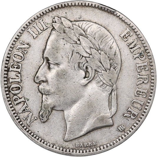 Napoléon III (1852-1870) 5 Francs Argent 1867 BB Strasbourg 24.86 gr