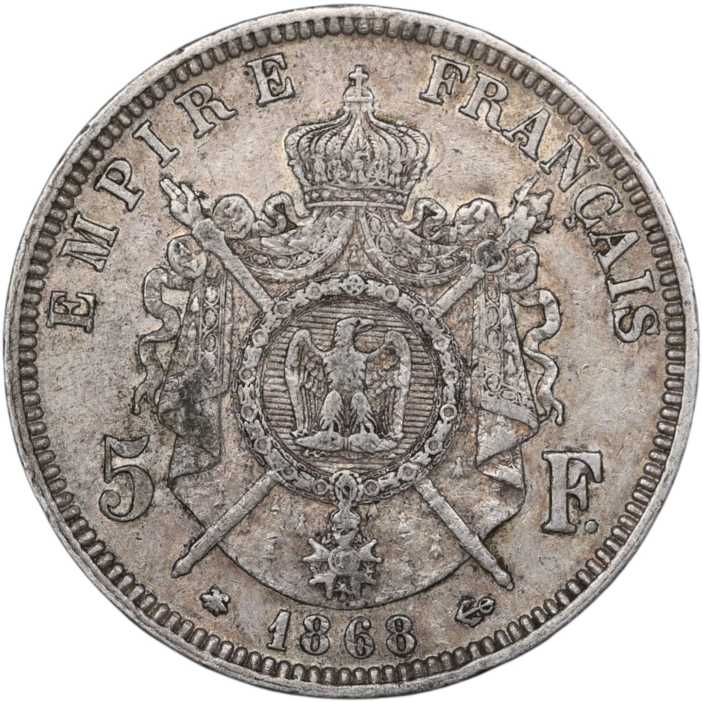 Napoléon III (1852-1870) 5 Francs Argent 1868 A Paris 25.00 gr