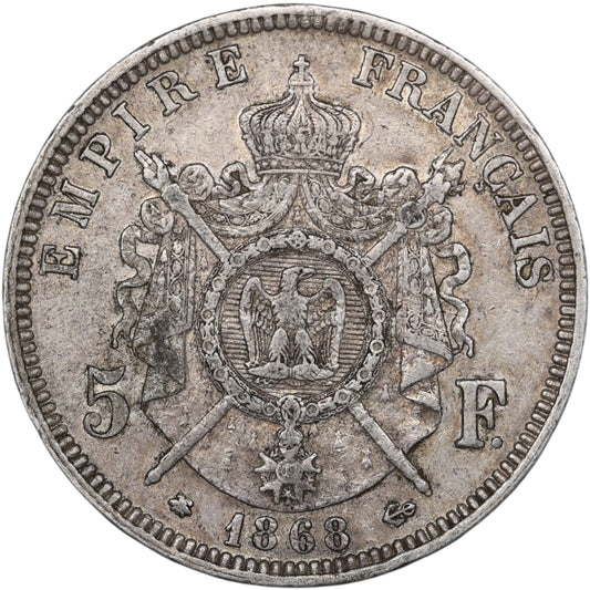 Napoléon III (1852-1870) 5 Francs Argent 1868 A Paris 25.00 gr