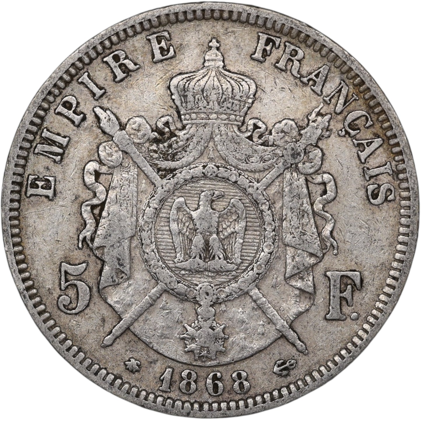 Napoléon III (1852-1870) 5 Francs Argent 1868 A Paris 24.86 gr