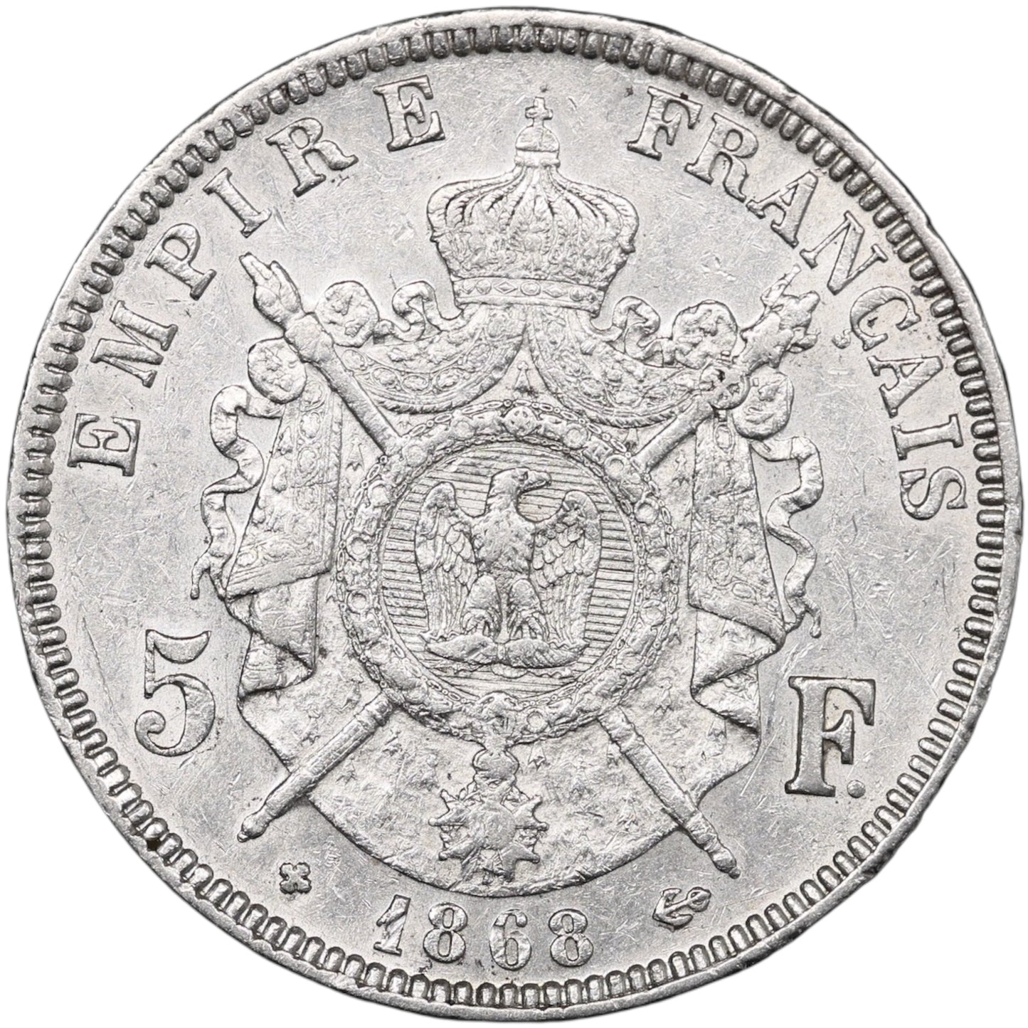 Napoléon III (1852-1870) 5 Francs Argent 1868 BB Strasbourg 25.00 gr