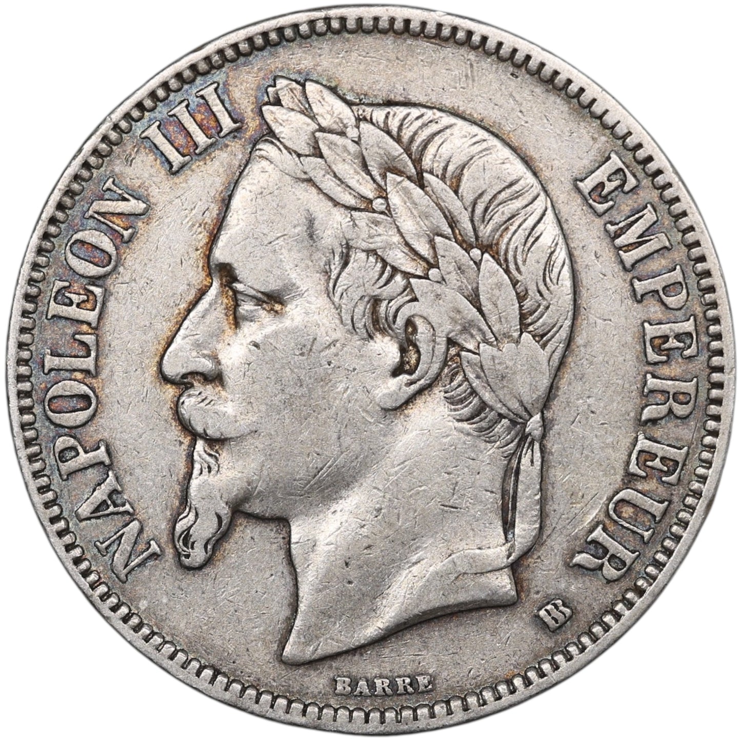 Napoléon III (1852-1870) 5 Francs Argent 1868 BB Strasbourg 24.91 gr