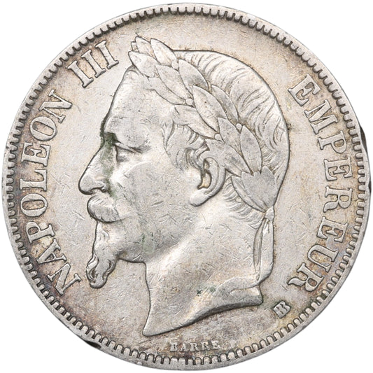 Napoléon III (1852-1870) 5 Francs Argent 1868 BB Strasbourg 24.81 gr